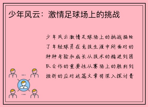 少年风云：激情足球场上的挑战